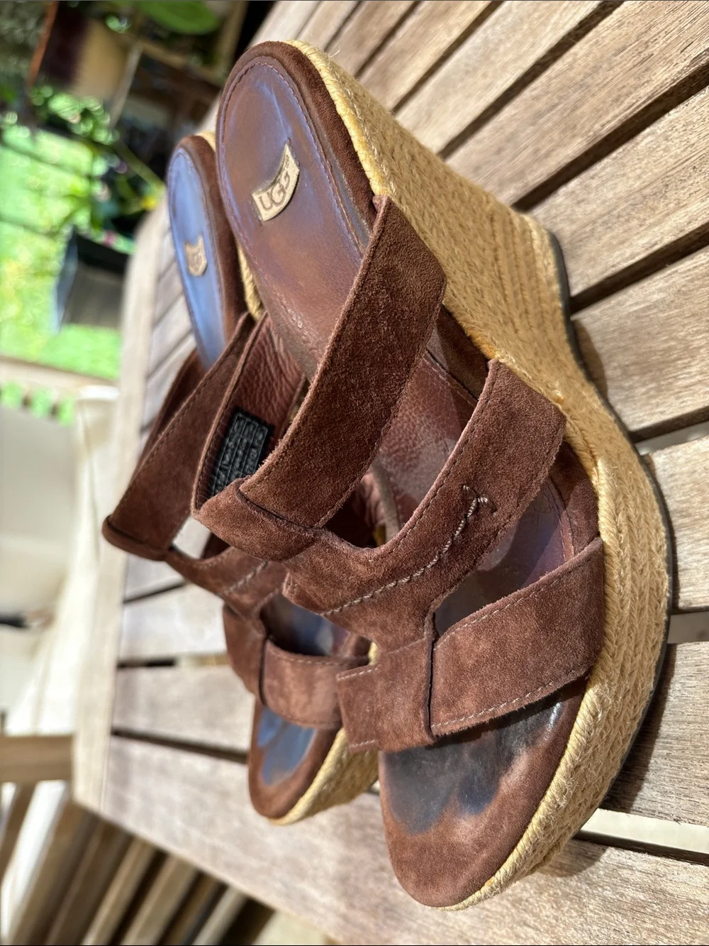 UGG Brown Suede Espadrille Wedge Sandals size 7.5